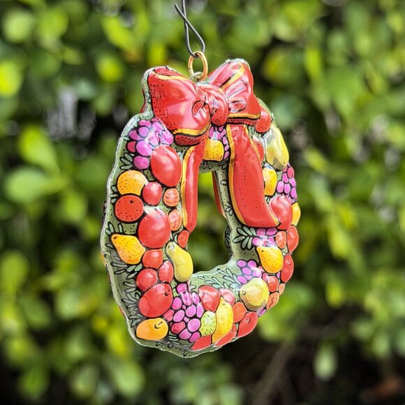 Hallmark Lot Tin Toy Ornaments Wreath of Evergreens Merry Motorcycle Stocking - Picture 12 of 12